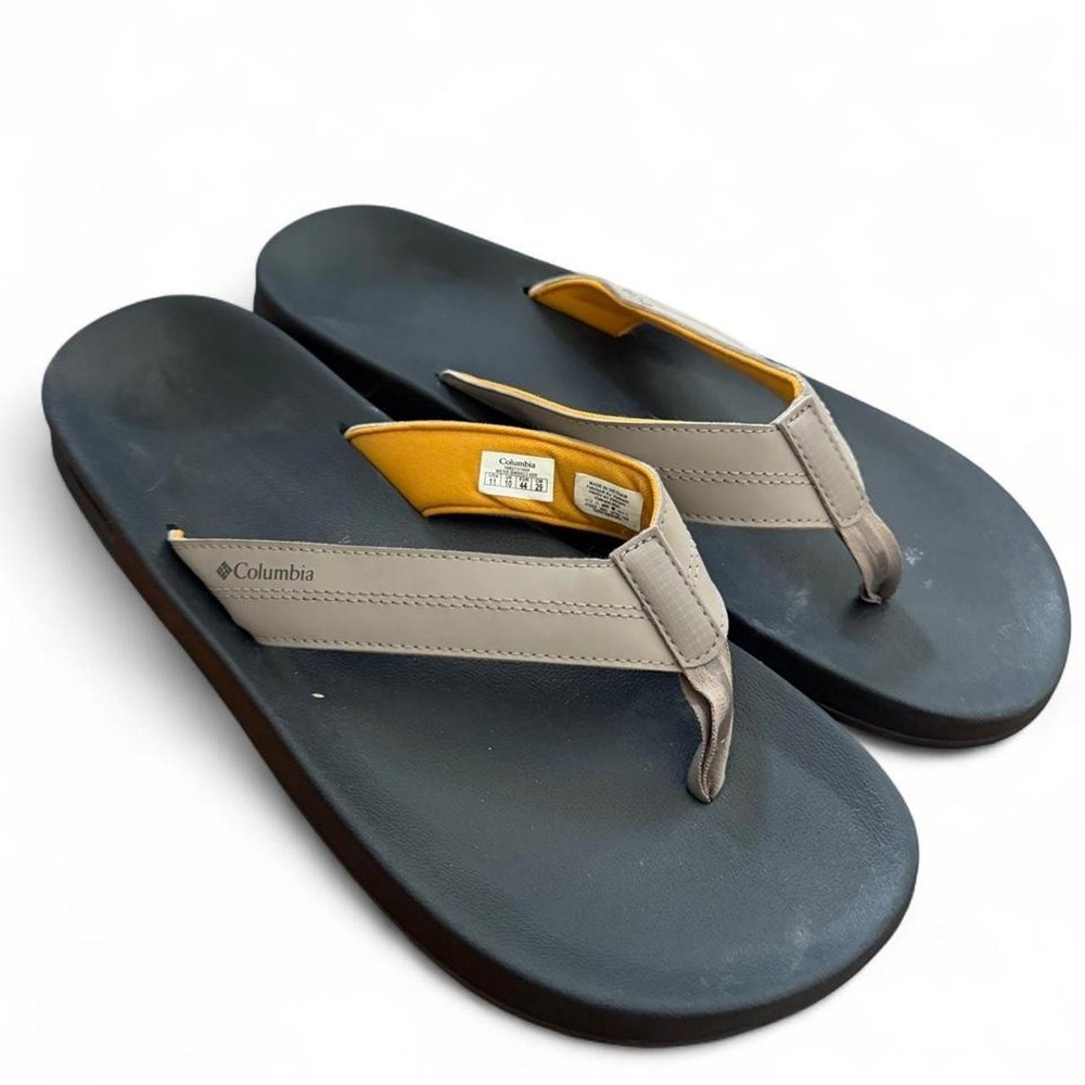 Columbia Rostra PFG Mens Flip Flops Grey Black Yellow Sandals BM6923-005 Size 11